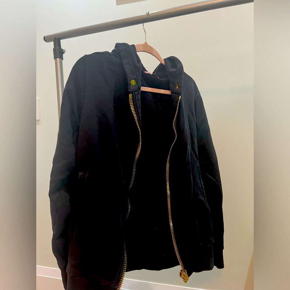 PALM ANGELS USED BLACK AND GOLD HOODIE